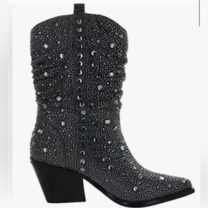 JESSICA SIMPSON Zellya Western Bootie in Pewter Glitter Gabor